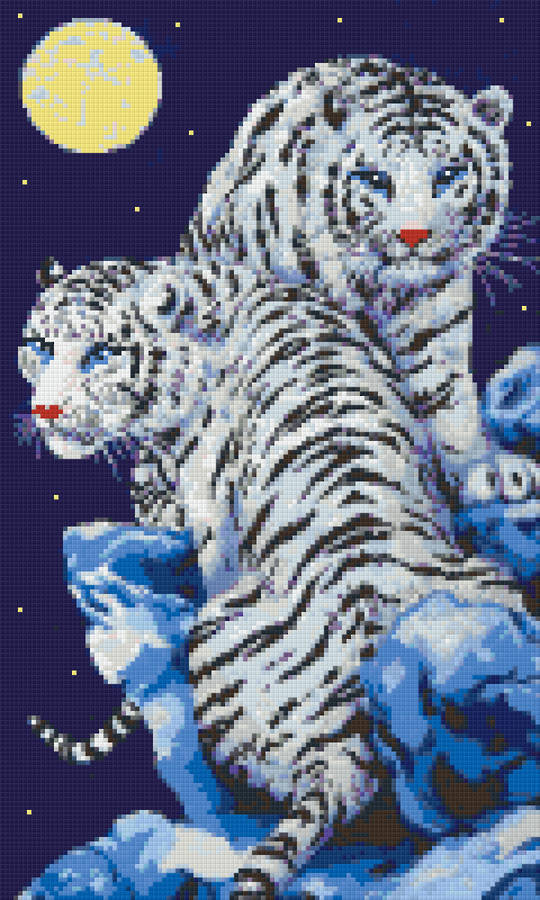 White Tiger Couple Twelve [12] Baseplate PixelHobby Mini-mosaic Art Kit